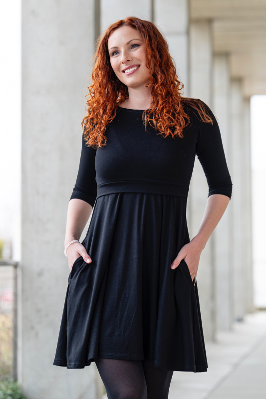 Krásná mamka Kojicí šaty s kapsami Amalie modal black Velikost: L