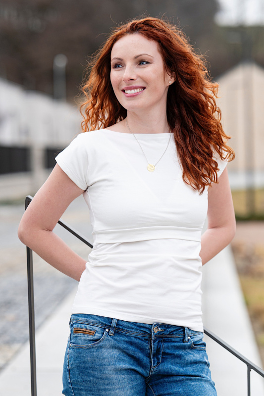 Krásná mamka Kojicí tričko Sofia white NOVĚ NAŠITO! Velikost: L