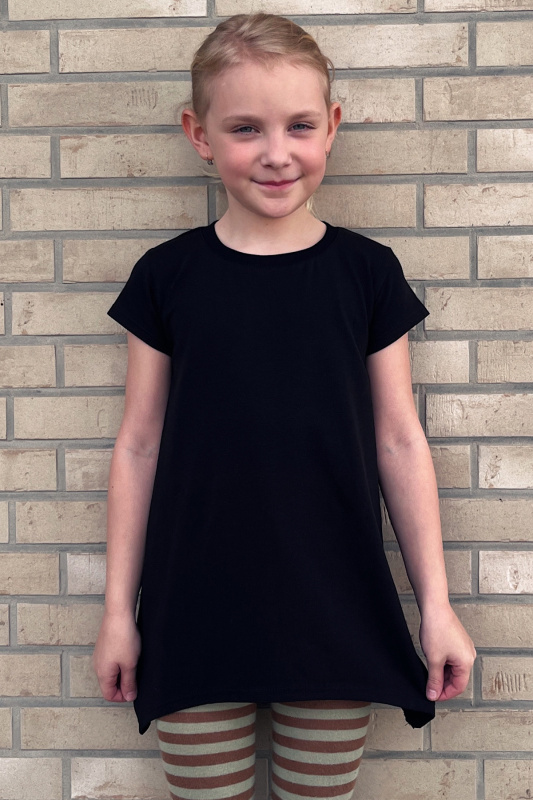 Krásná mamka Dívčí cípaté šaty/tunika BLACK Velikost: 128