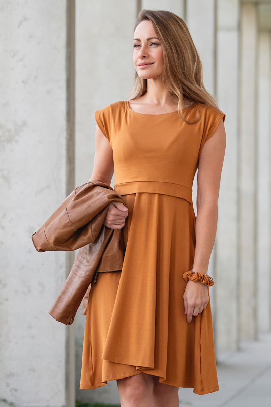 Krásná mamka Kojicí šaty Amalie VISKÓZA bronze Velikost: L