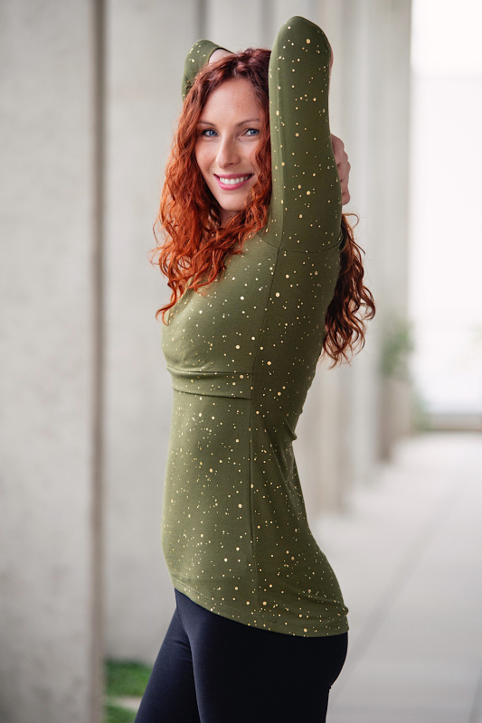 Krásná mamka Kojicí tričko TOUCH OF GOLD khaki Velikost: XS