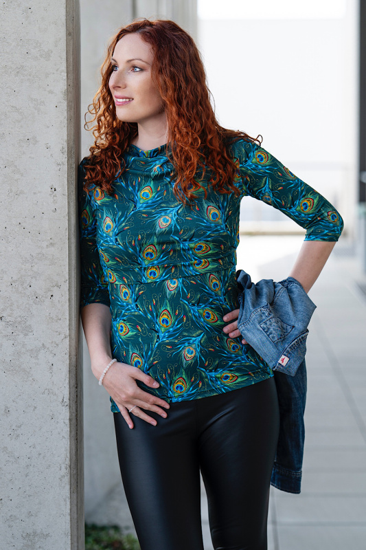 Krásná mamka Kojicí tričko Cindy VISKÓZA feathers 3/4 Velikost: L