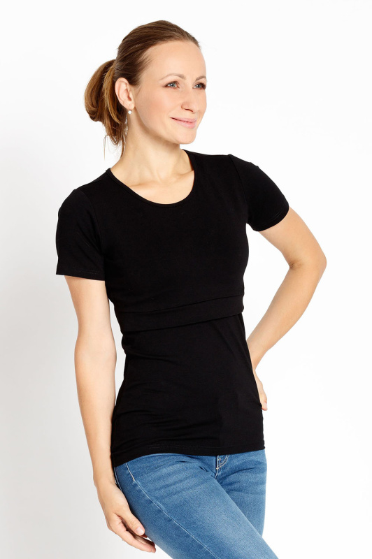 Krásná mamka Kojicí tričko Paola MODAL black Velikost: XS