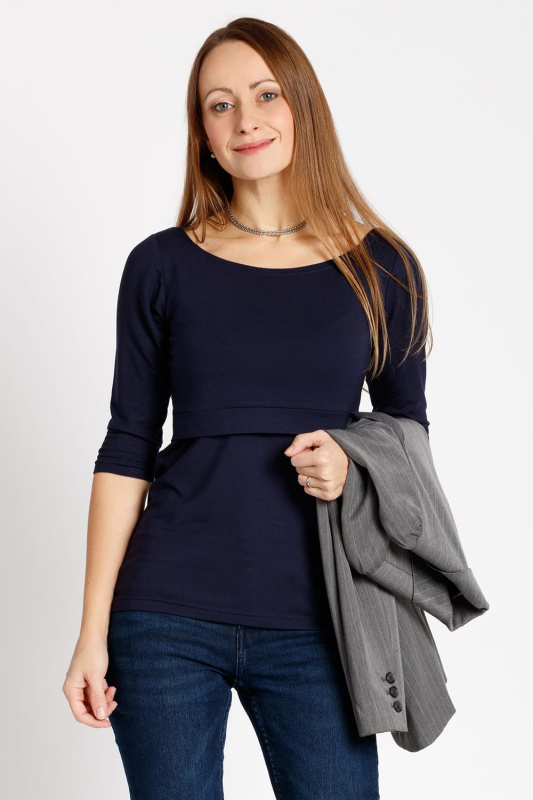 Krásná mamka Kojicí tričko Cindy MODAL navy Velikost: S