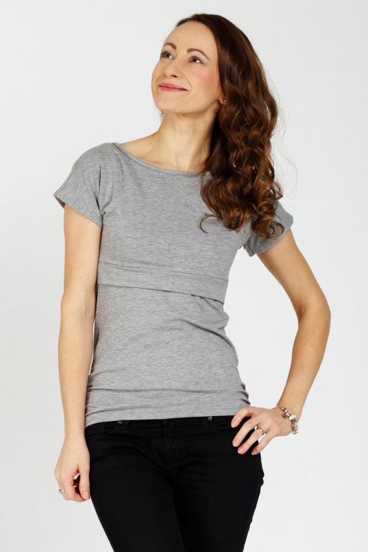 Krásná mamka Kojicí tričko Sofia grey melange Velikost: XS