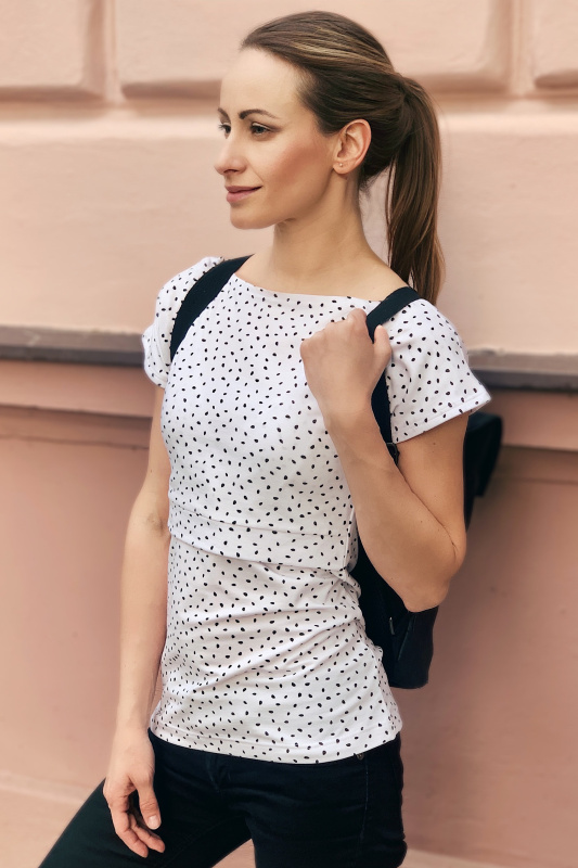 Krásná mamka Kojicí tričko Raindrops white Velikost: L