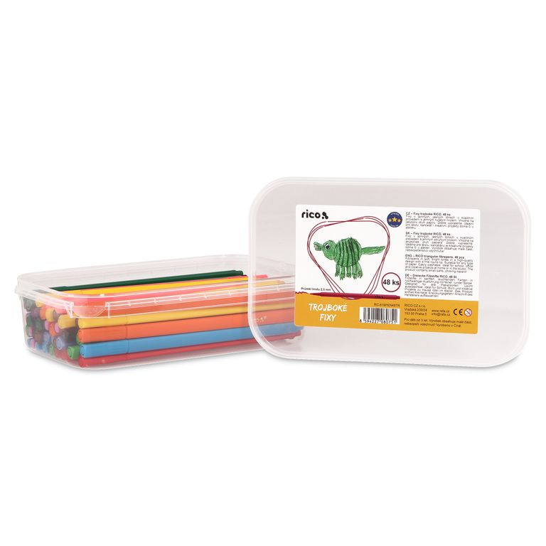 Fixy trojboké RICO, hrot 2,5 mm, sada 48 ks (4 x 12 barev), PP etue