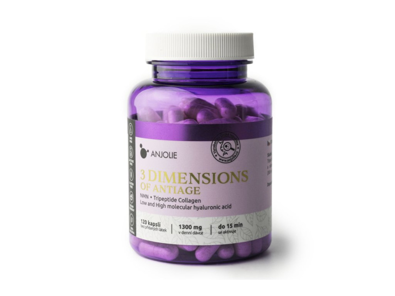 Anjolie 3 Dimensions of Antiage (NMN, Collagen, Kyselina Hyaluronová), 120 kapslí