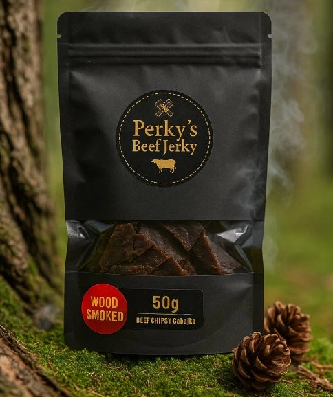 Perky´s jerky sušené hovězí maso beef chipsy čabajka (wood smoked) 50 g
