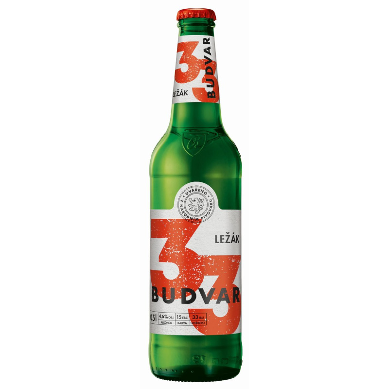 BUDVAR 33 světlý ležák sklo