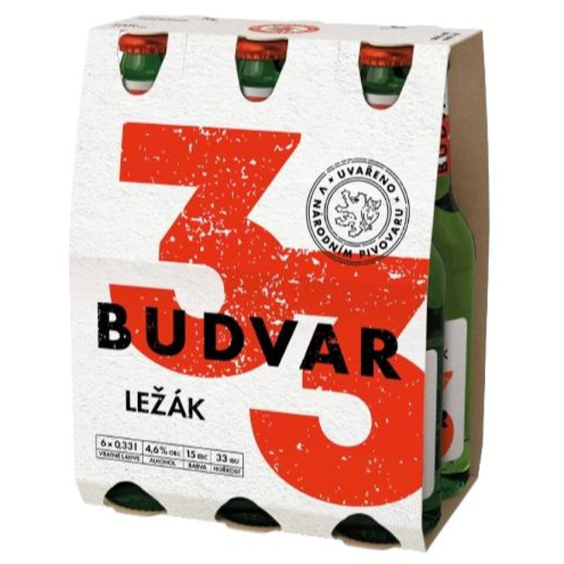 Budvar 33 světlý ležák 6×0,33 l