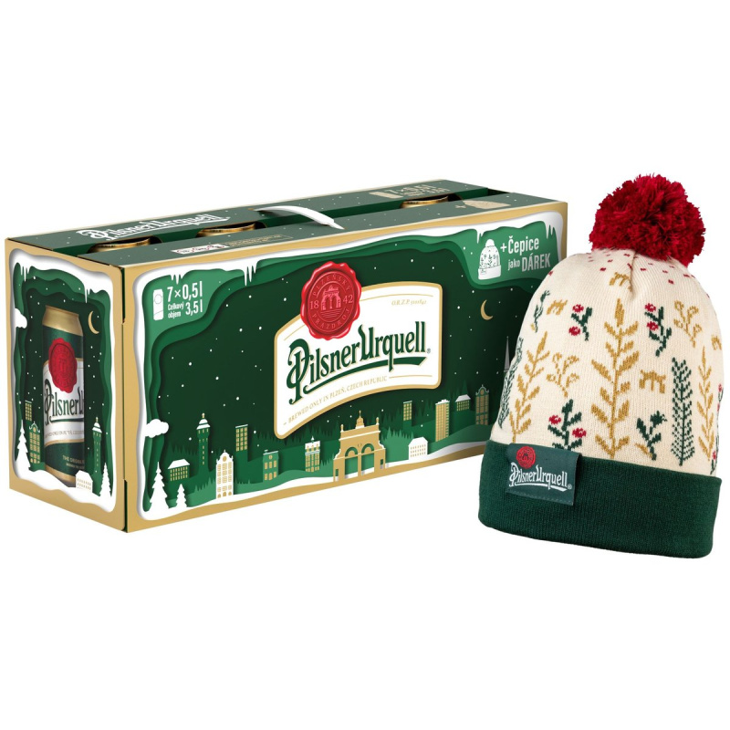 Prazdroj dárkové balení s čepicí 7×0,5 l plech