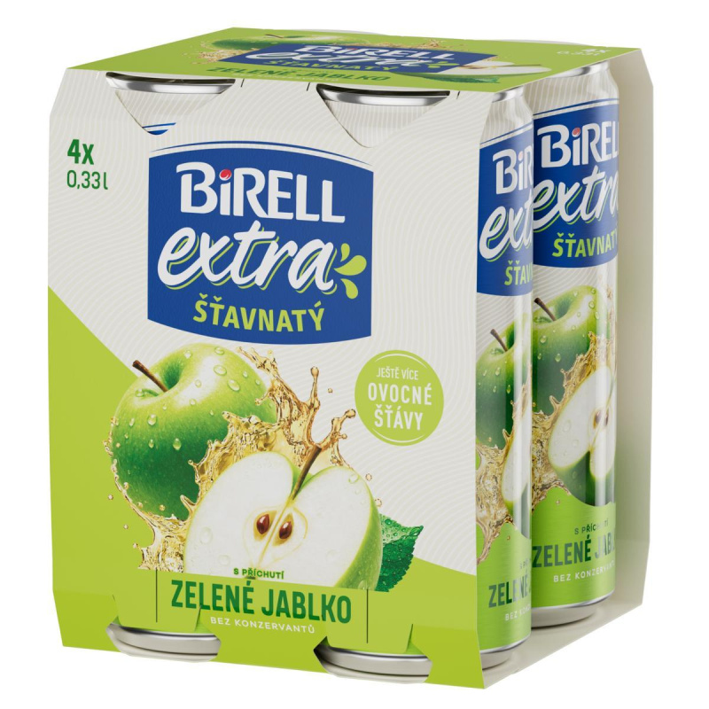 Birell Extra šťavnatý Zelené jablko nealkoholické pivo 4x0,33 l plech