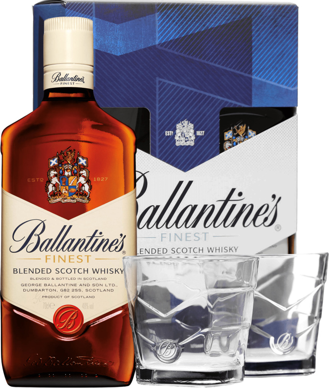 Ballantine's + 2 sklenice 40% 0,7l (darčekové balenie 2 poháre)