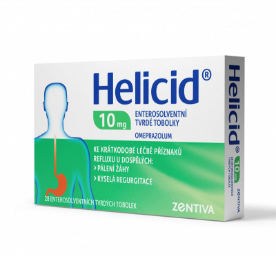 HELICID 10 Zentiva enterosolventní tvrdé tobolky 10 mg 28 kusů
