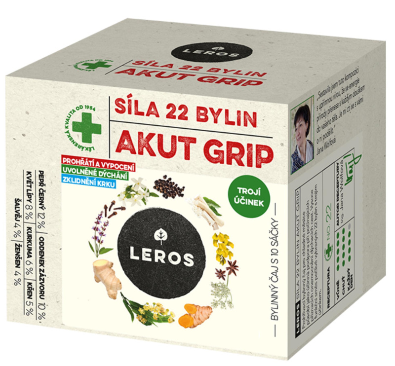 Leros Síla 22 bylin AKUT GRIP bylinný čaj 10 ks