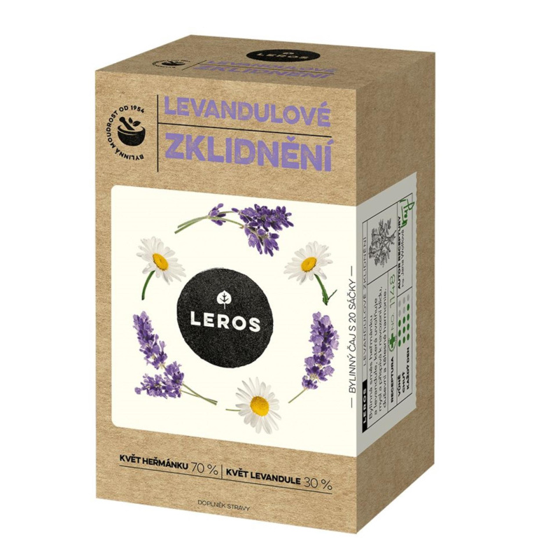Bylinný čaj Leros Zklidnění - Heřmánek a levandule, 20x 1g