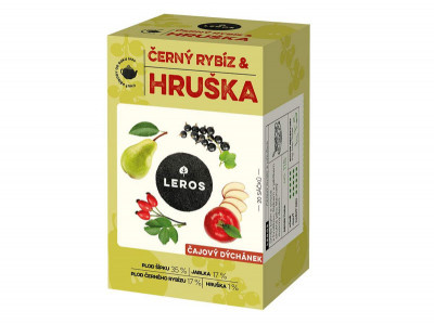 Bylinný čaj Leros - Čajový dýchánek, černý rybíz a hruška, 20 x 2,5 g