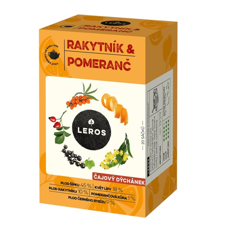Leros Čajový Dýchánek - bylinný čaj - Rakytník & pomeranč