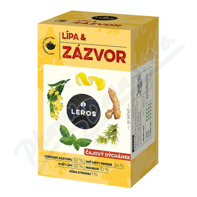 Bylinný čaj Leros - Čajový dýchánek, lípa a zázvor, 20 x 2 g