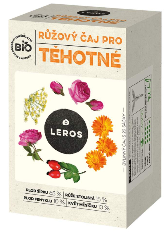 LEROS Růžový čaj pro těhotné BIO 20 sáčků
