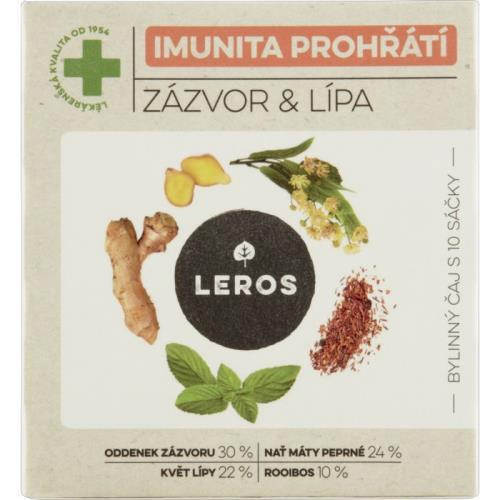 Bylinný čaj Leros Imunita - prohřátí Lípa a zázvor, 10x2 g