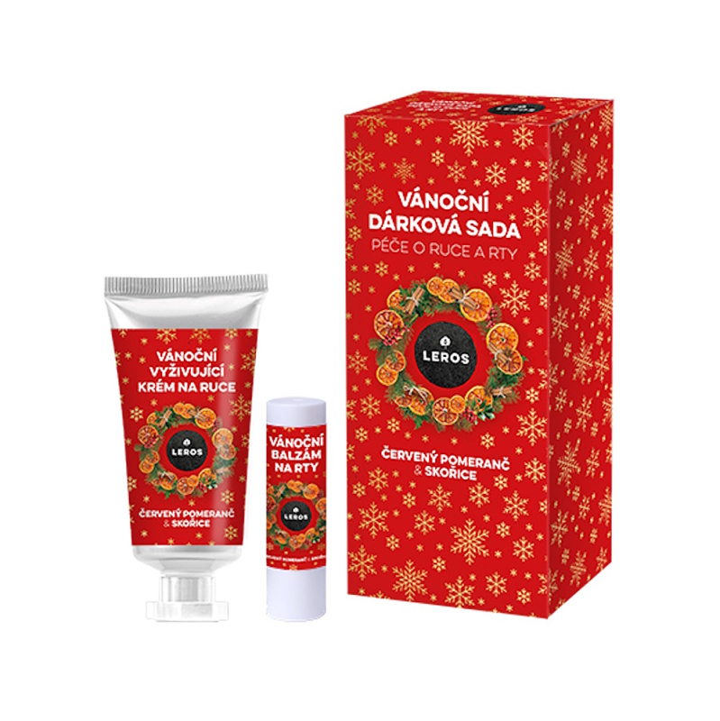 LEROS Vánoční dárková sada péče o ruce a rty