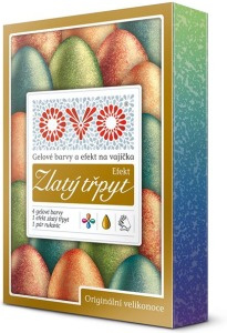 OVO gelové barvy na vajíčka efekt zlatý třpyt, 5 barev  rukavice, 5 × 5 ml
