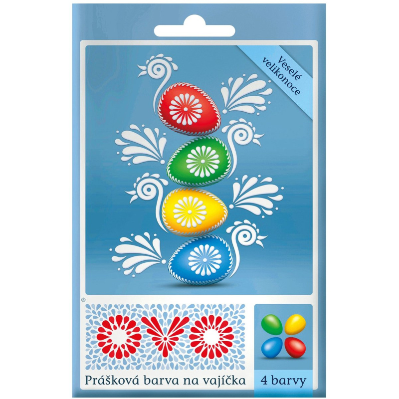 OVO 4 práškové barvy na vajíčka