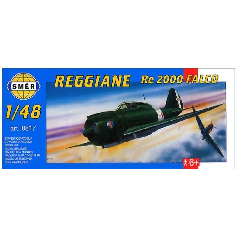 Model Reggiane RE 2000 Falco 1:48 16,1x22cm v krabici 31x13,5x3,5cm