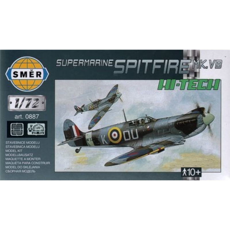 Směr Model Supermarine Spitfire MK.VB HI TECH 12 8x13,6 cm v krabici 25x14 5x4,5 cm 1:72