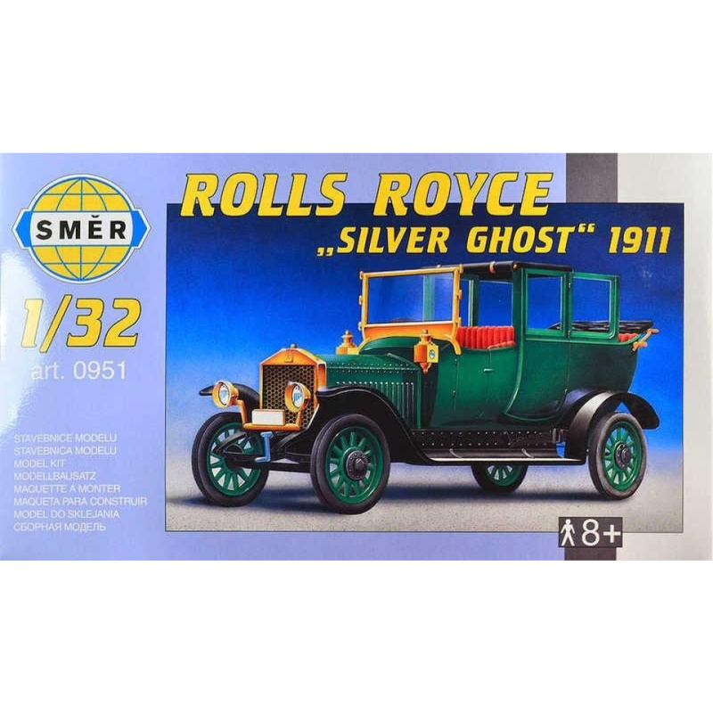 Směr Model Olditimer Rolls Royce stříbrná Ghos 1911 15 2x5,6 cm v krabici 25x14 5x4 1:32