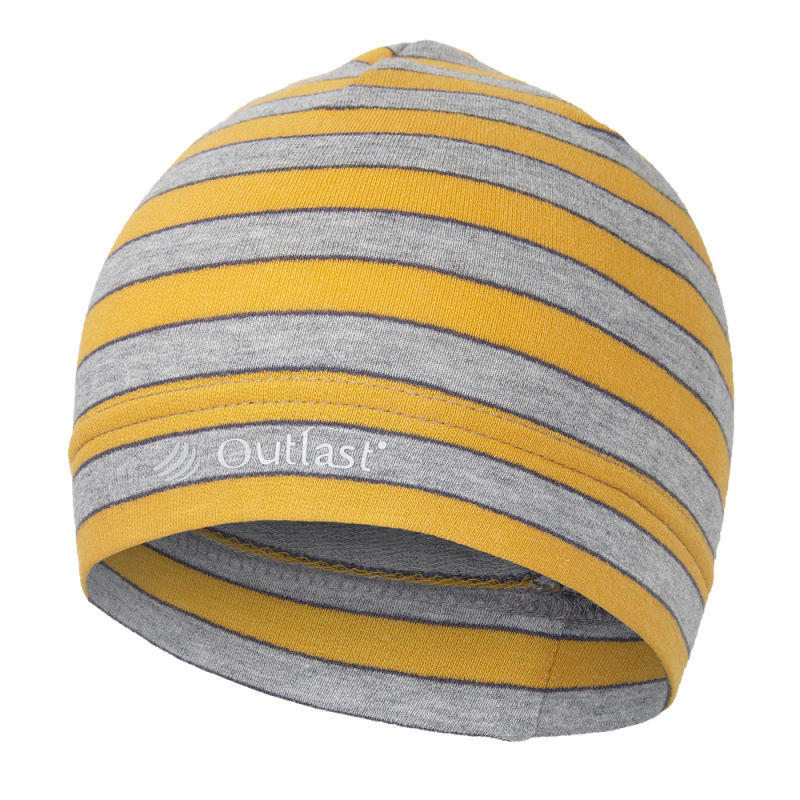 Little Angel Čepice smyk natahovací Outlast ® - pruh šedooranžový Velikost čepic: 1 | 36-38 cm