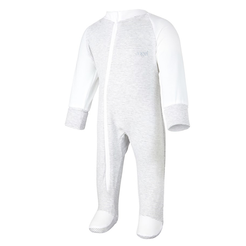 Little Angel Overal tenký DR Outlast® - pruh bílošedý melír/bílá Velikost oblečení: 86