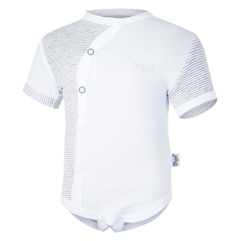 Little Angel Body tenké KR Outlast® - bílá/pruh bílošedý melír Velikost oblečení: 62