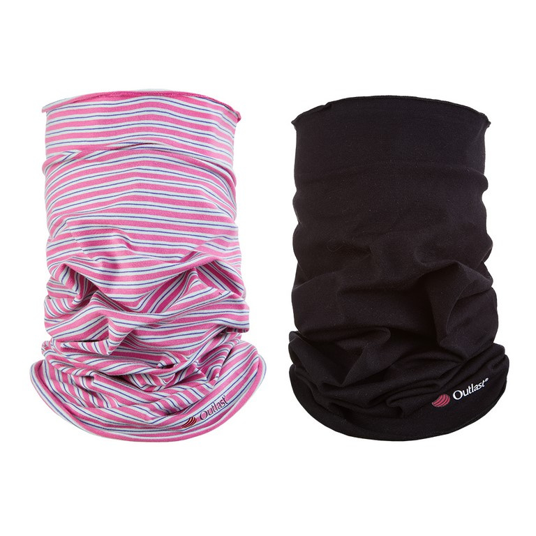 BARIDI wear Set nákrčník multifunkční tenký Outlast® - pruh růžovozelený/černá Velikost ostatní: UNI