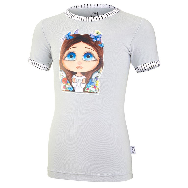Little Angel Tričko tenké KR DEBRA Outlast® - stříbrošedá/Kukadlinka Velikost oblečení: 86
