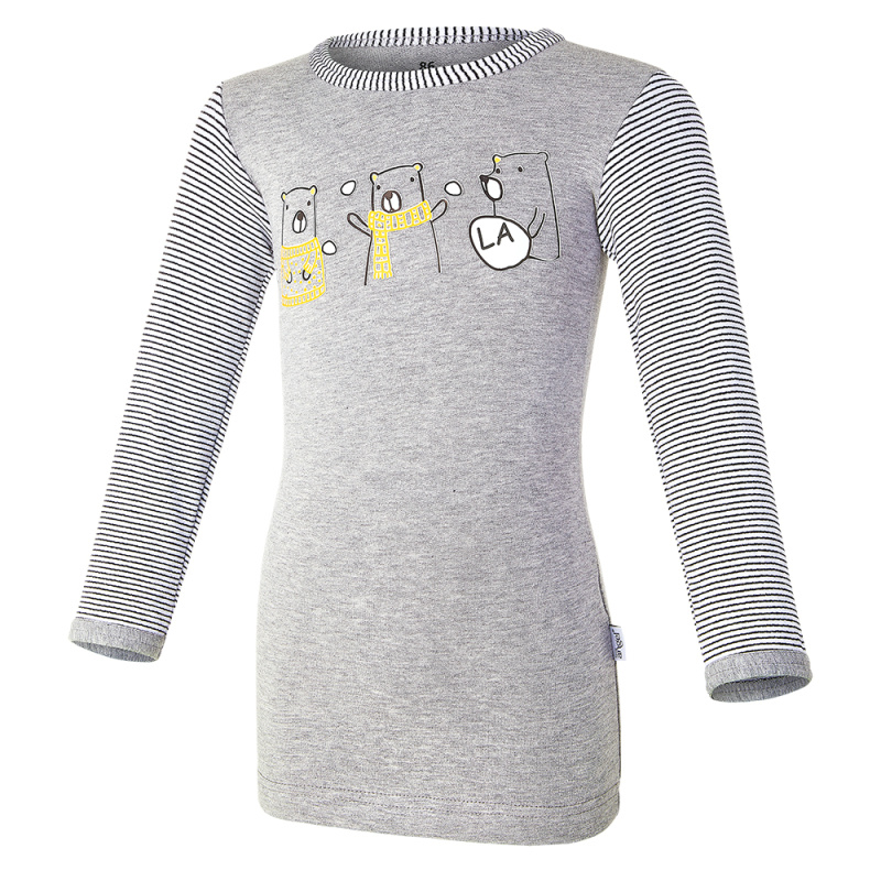 Little Angel Tričko smyk obrázek DR Outlast® - šedý melír-medvědi LA/pruh Velikost oblečení: 92