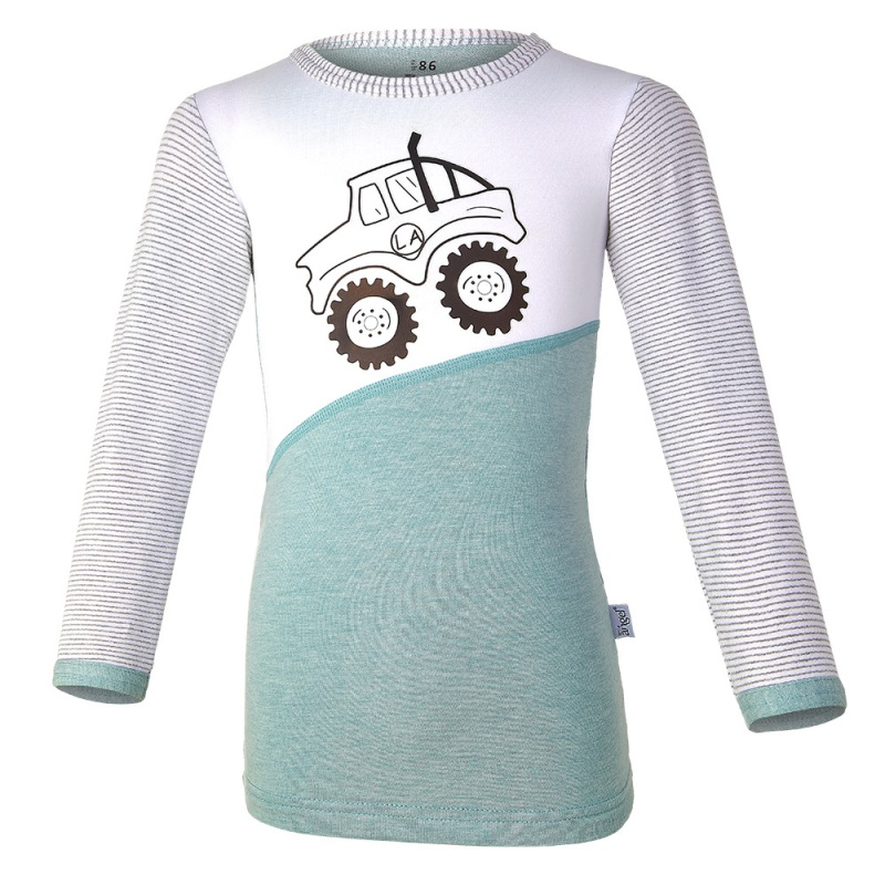 Little Angel Tričko smyk STAVITEL DR Outlast® - lišejník melír-auto Velikost oblečení: 92