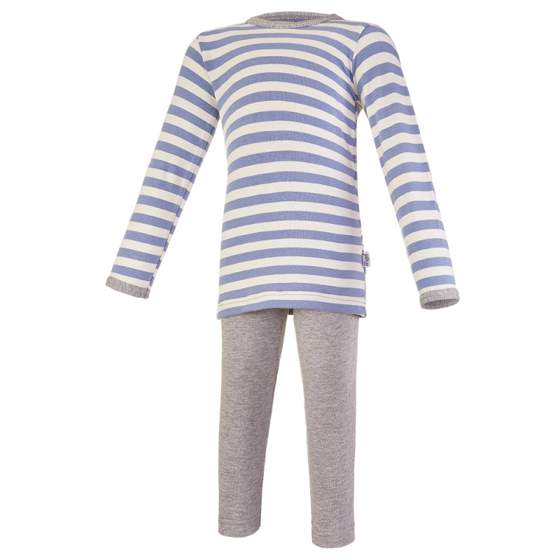 Little Angel Pyžamo DR smyk Outlast® - pruh modrý/šedý melír Velikost oblečení: 128