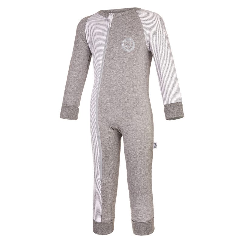 Little Angel Overal tenký DR lemy Outlast® - šedý melír/pruh bílošedý melír Velikost oblečení: 98