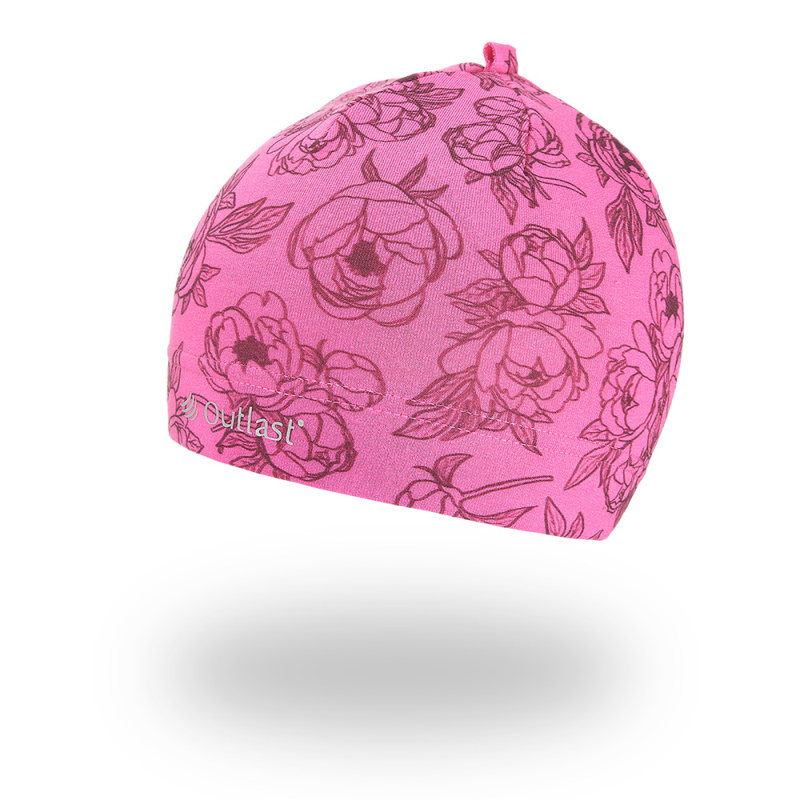 Little Angel Čepice smyk natahovací TISK Outlast ® - růžová pivoňky Velikost čepic: 3 | 42-44 cm