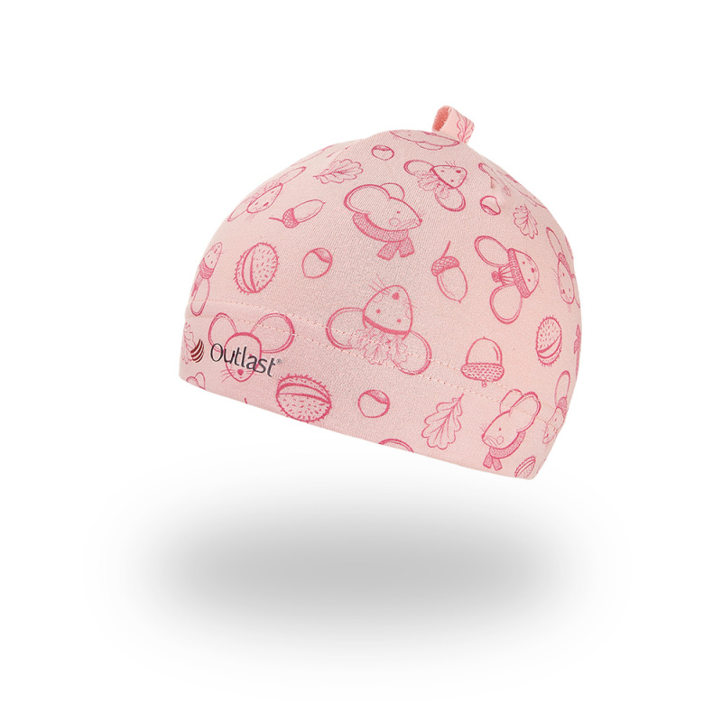 Little Angel Čepice smyk natahovací TISK Outlast ® - sv.starorůžová myšky Velikost čepic: 2 | 39-41 cm