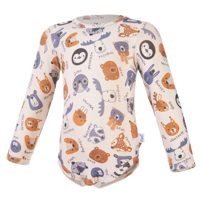 Little Angel Body tričko smyk TISK Outlast® - latte barevná zvířátka Velikost oblečení: 80