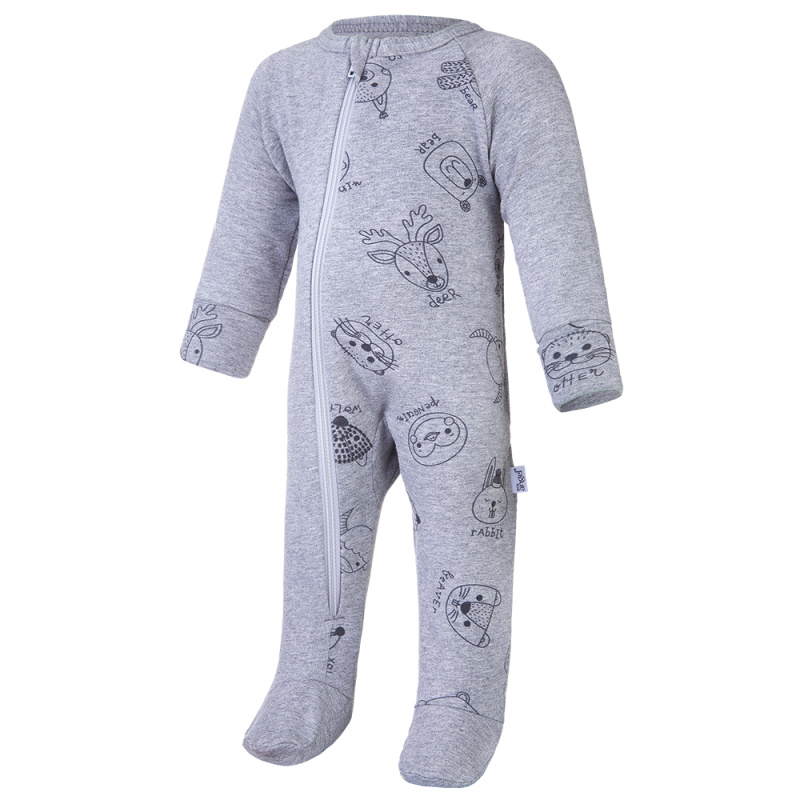 Little Angel Overal smyk DR TISK Outlast® - šedý melír/šedý melír zvířátka Velikost oblečení: 80