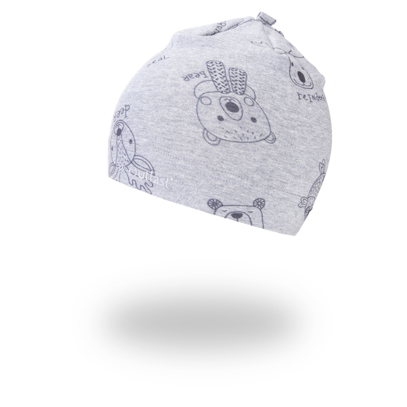 Little Angel Čepice smyk natahovací TISK Outlast ® - šedý melír zvířátka Velikost čepic: 3 | 42-44 cm