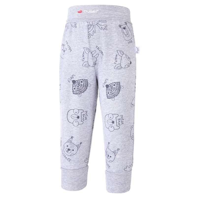 Little Angel Tepláky smyk TISK Outlast® - šedý melír zvířátka Velikost oblečení: 86