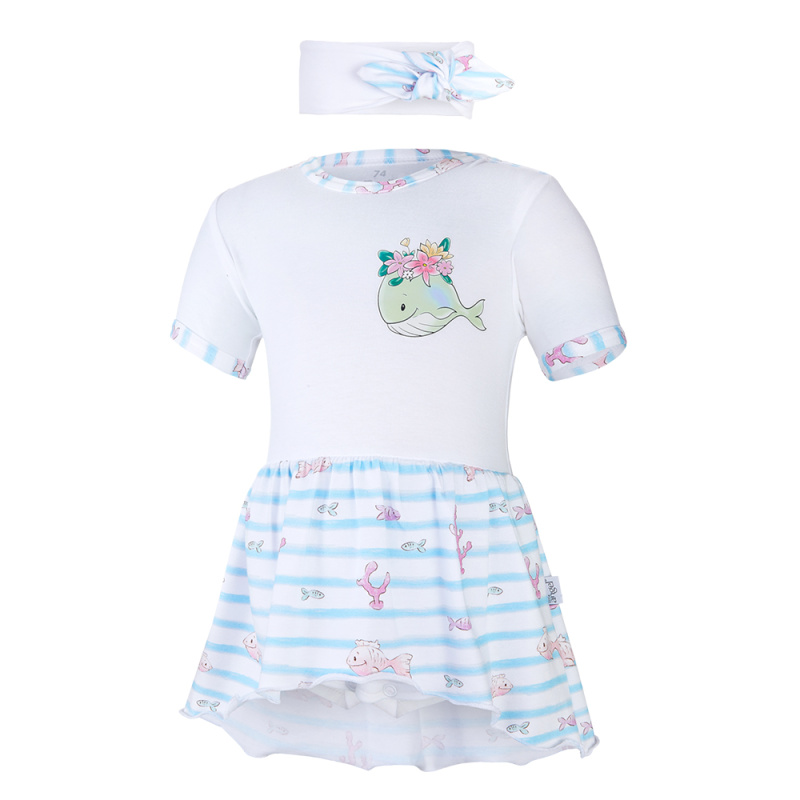 Little Angel Body šaty tenké KR set Outlast® - bílá/velryba Velikost oblečení: 86