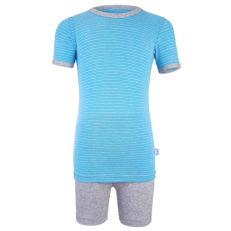 Little Angel Pyžamo KR Outlast® - pruh modrožlutý/šedý melír Velikost oblečení: 116