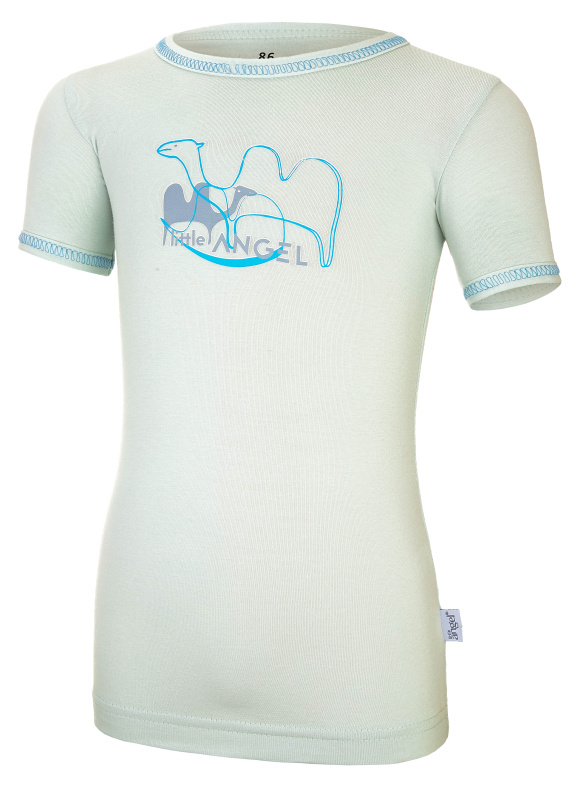 Little Angel Tričko tenké KR obrázek Outlast® - sv.mentolová-velbloud Velikost oblečení: 98
